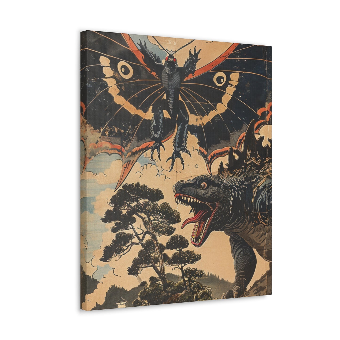 Mothman vs Gawzirra! - Canvas Print